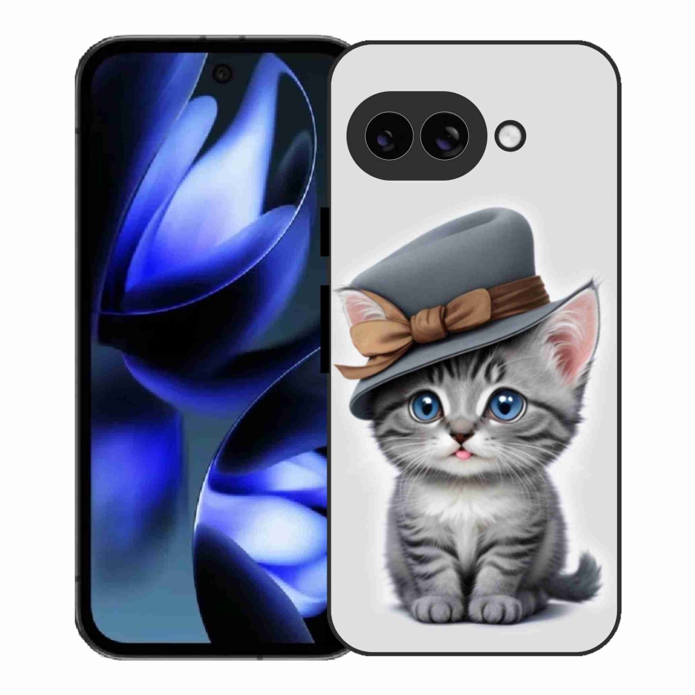 Gélový kryt mmCase na Google Pixel 9a - mačiatko s klobúkom
