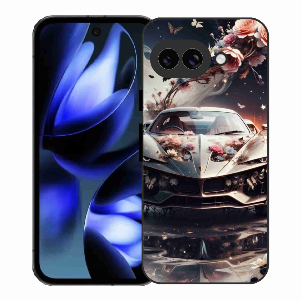 Gélový kryt mmCase na Google Pixel 9a - kvetinový športový automobil