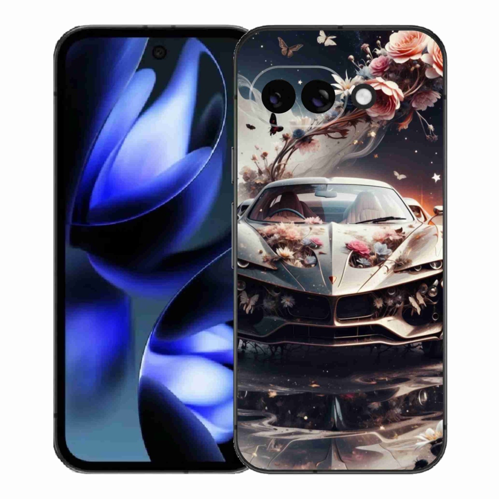 Gélový kryt mmCase na Google Pixel 9a - kvetinový športový automobil