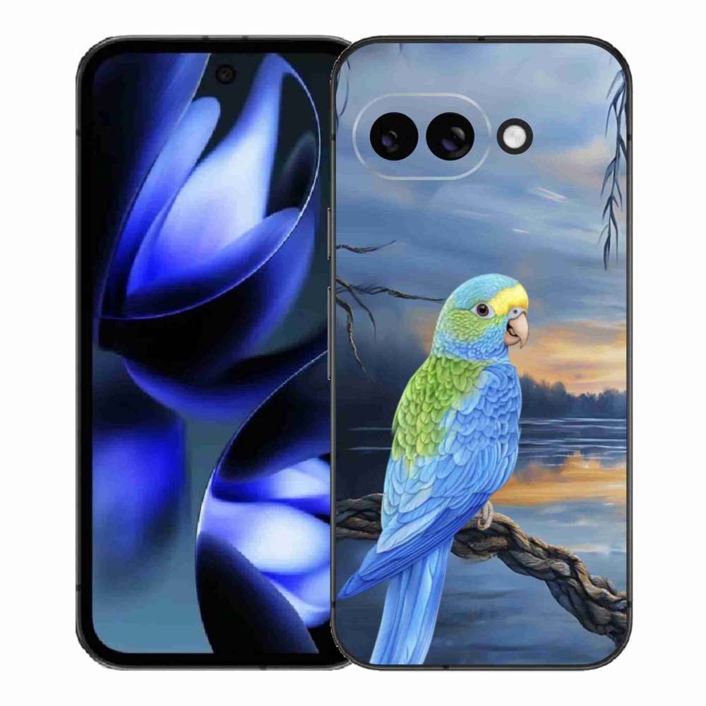Gélový kryt mmCase na Google Pixel 9a - modrý papagáj