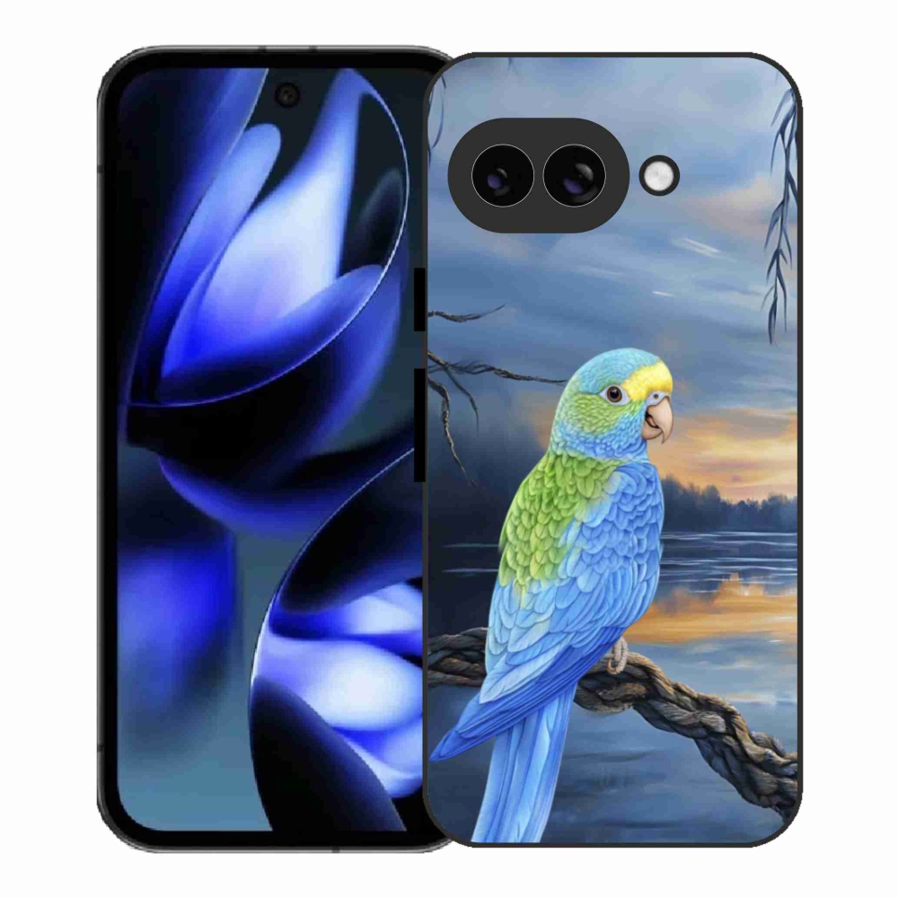 Gélový kryt mmCase na Google Pixel 9a - modrý papagáj