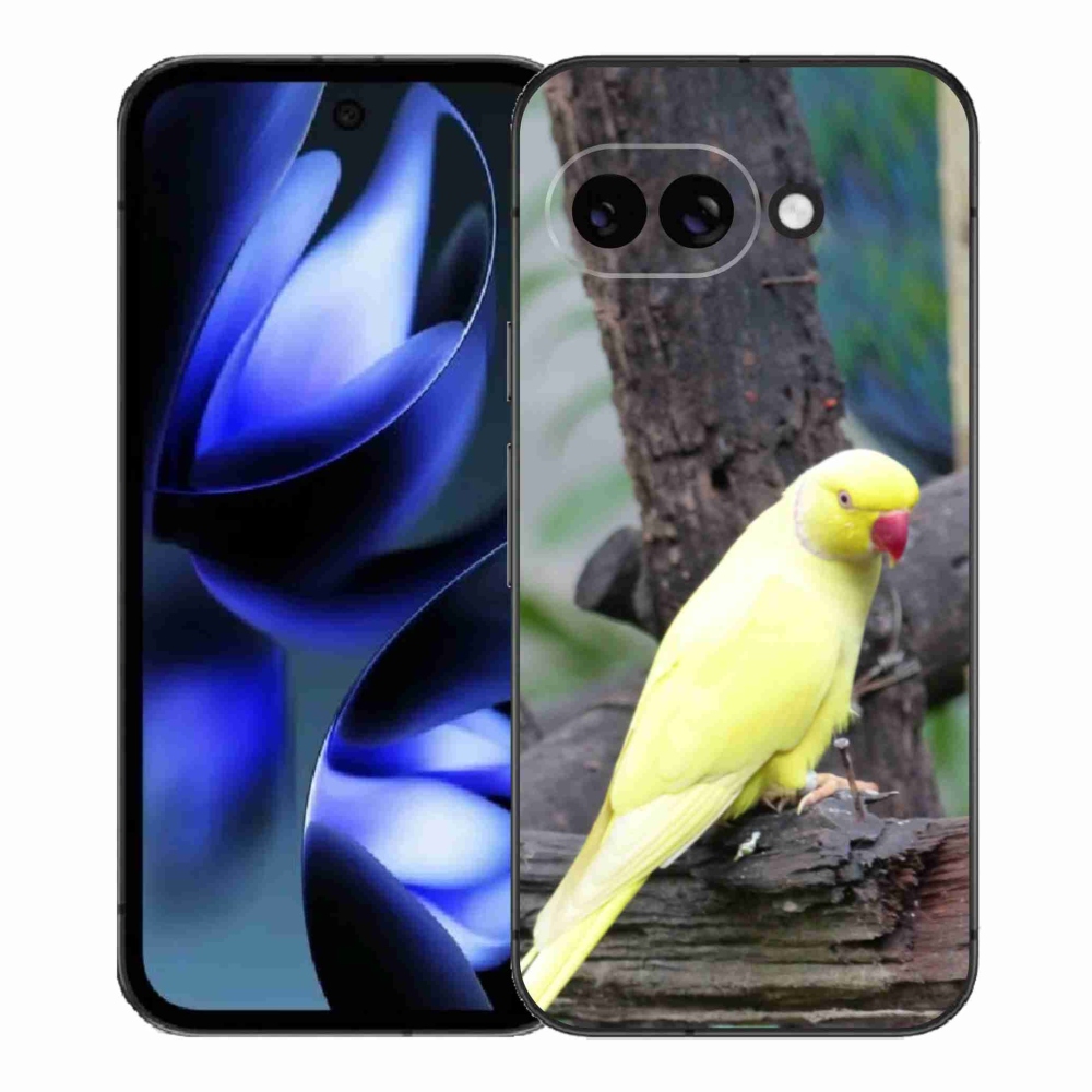 Gélový kryt mmCase na Google Pixel 9a - papagáj alexander žltý