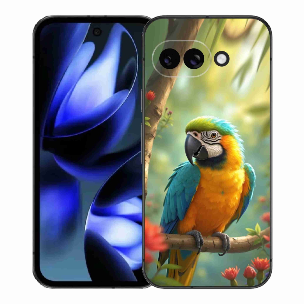 Gélový kryt mmCase na Google Pixel 9a - papagáj ara modrožltá