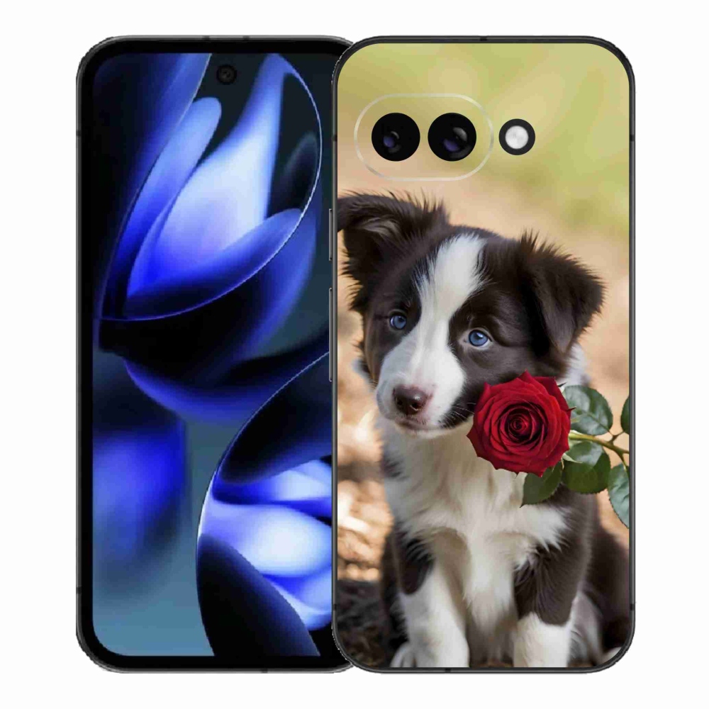 Gélový kryt mmCase na Google Pixel 9a - roztomilá border kólia s ružou
