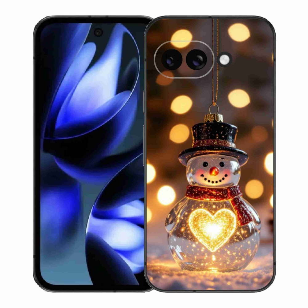 Gélový kryt mmCase na Google Pixel 9a - svietiaci vianočný snehuliak