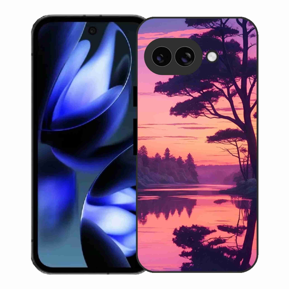 Gélový kryt mmCase na Google Pixel 9a - západ slnka nad jazerom