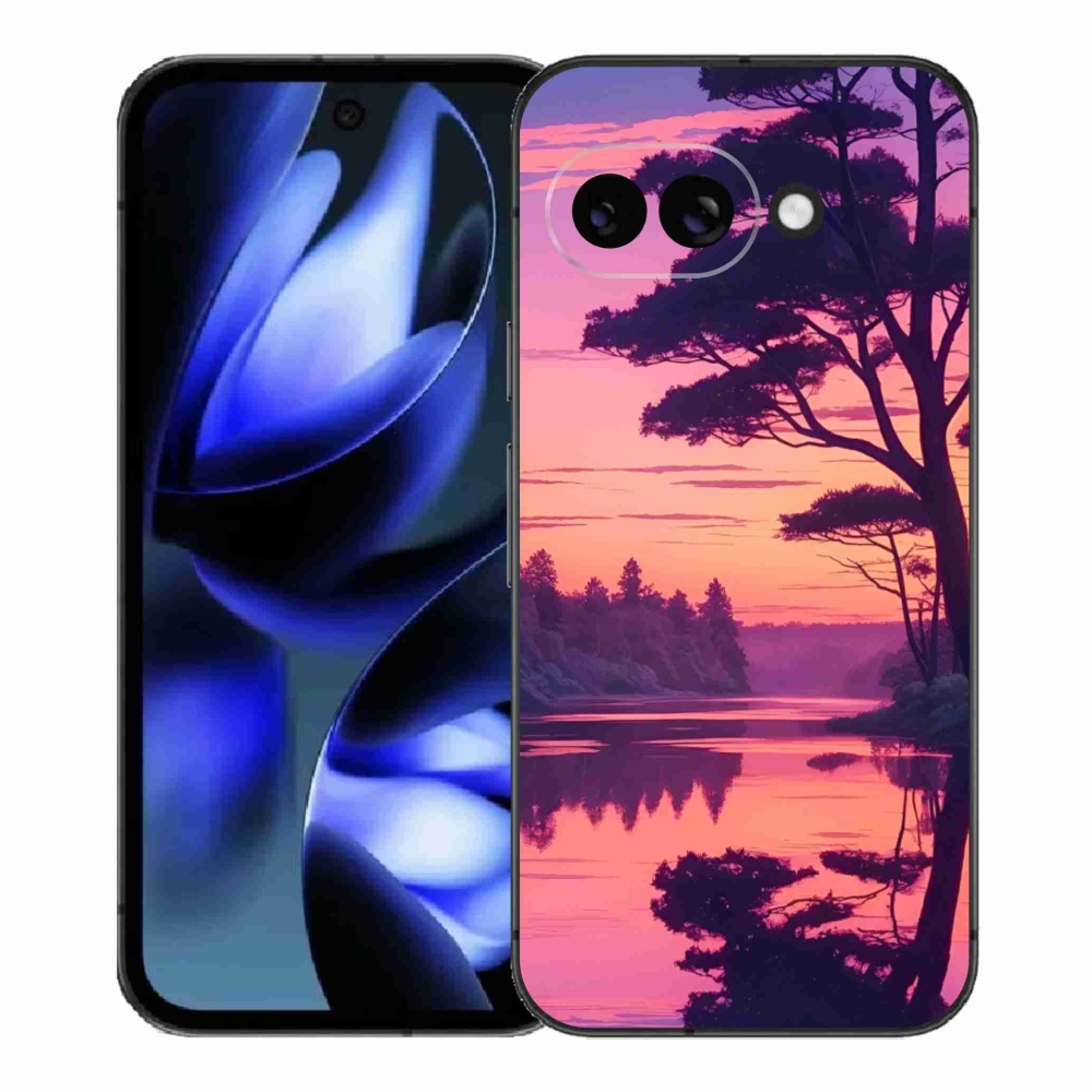 Gélový kryt mmCase na Google Pixel 9a - západ slnka nad jazerom
