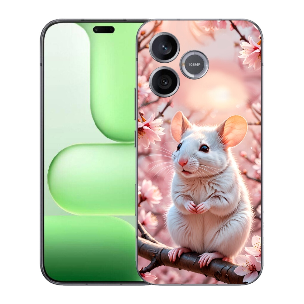 Gélový kryt mmCase na Honer 600 Lite - biela myš na vetve