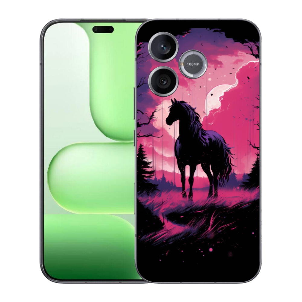 Gélový kryt mmCase na Honer 600 Lite - čierny kreslený kôň 1