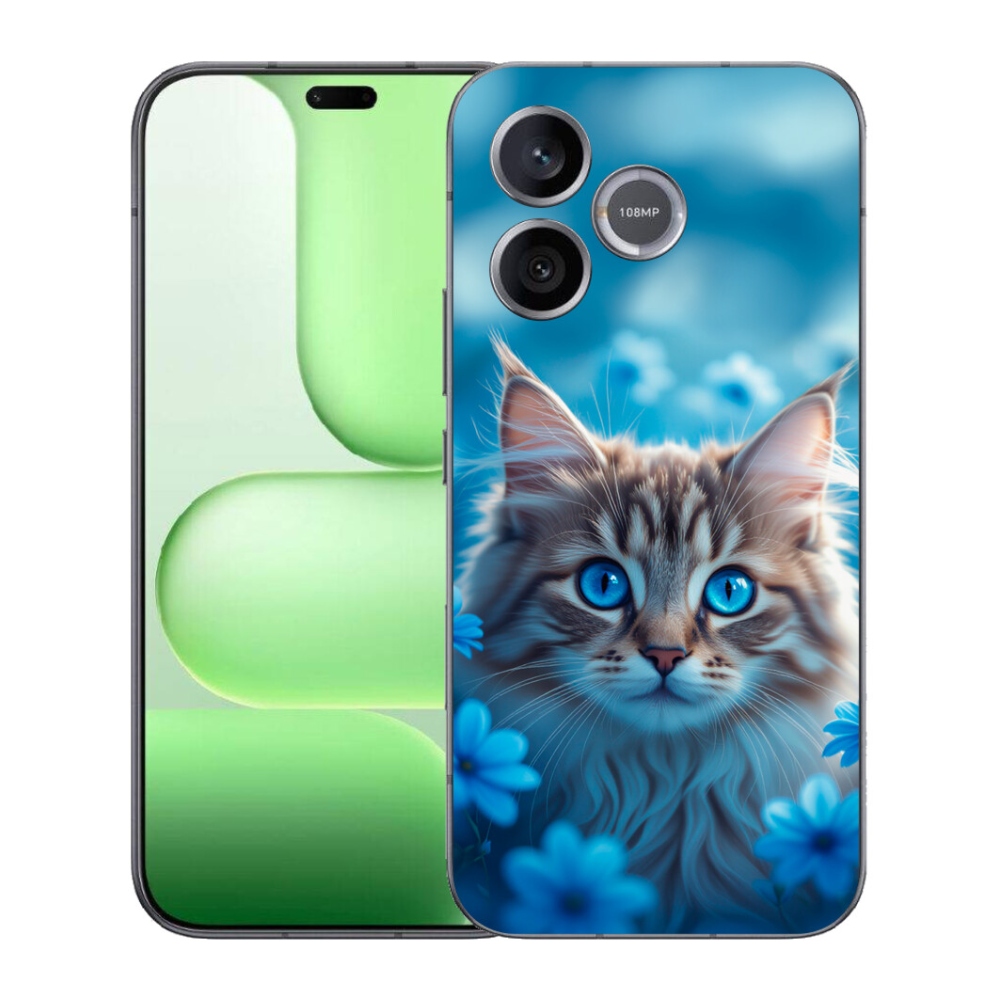 Gélový kryt mmCase na Honer 600 Lite - mačiatko v modrých kvetoch