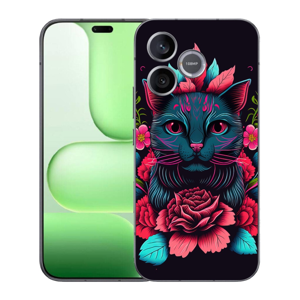 Gélový kryt mmCase na Honer 600 Lite - kvety a mačka