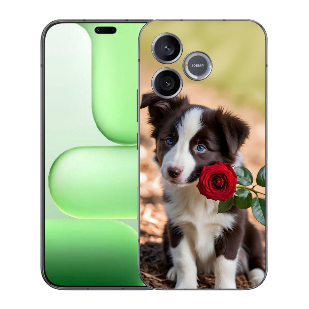 Gélový kryt mmCase na Honer 600 Lite - roztomilá border kólia s ružou