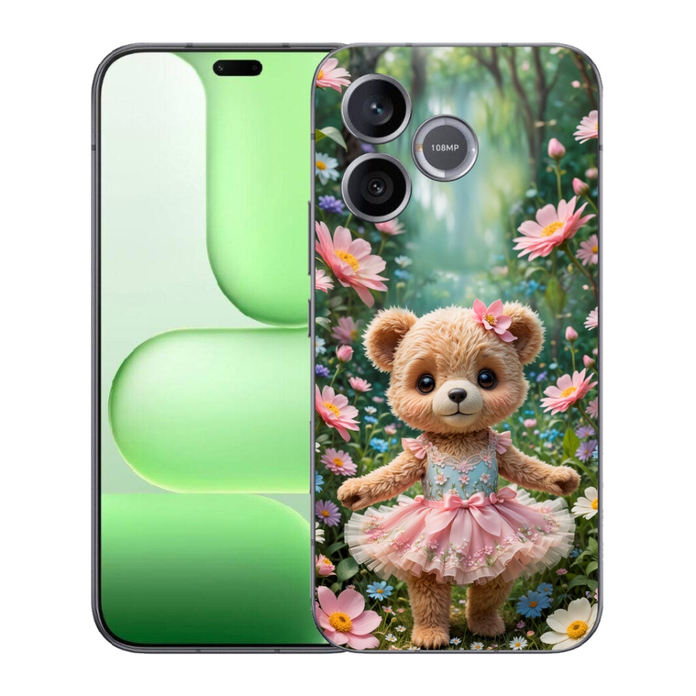 Gélový kryt mmCase na Honer 600 Lite - roztomilý medvedík v kvetoch
