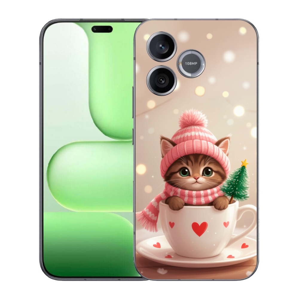 Gélový kryt mmCase na Honer 600 Lite - vianočné mačiatko v hrnčeku