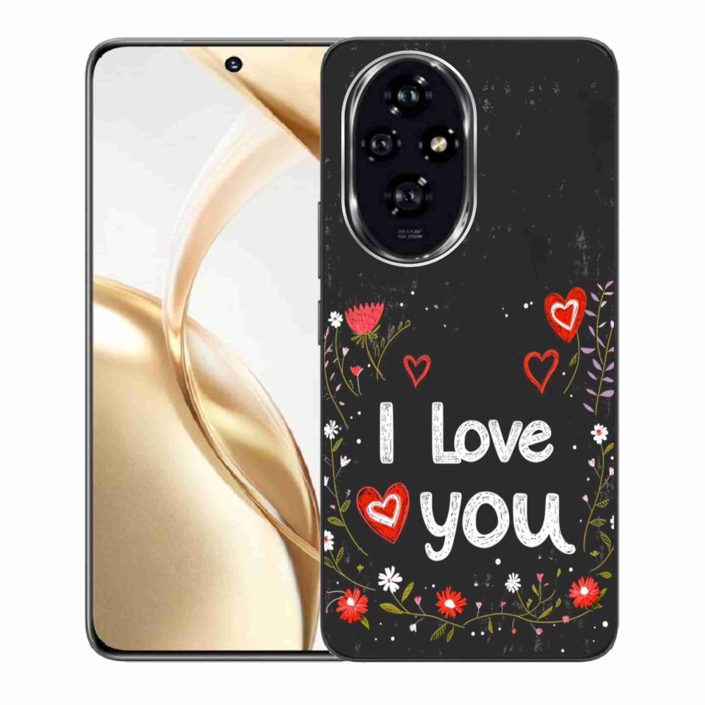 Gélový kryt mmCase na Honor 200 5G - I love you čierne pozadie