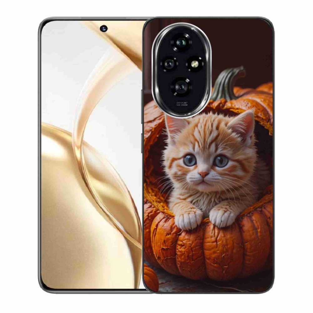 Gélový kryt mmCase na Honor 200 5G - mačiatko a tekvica 2