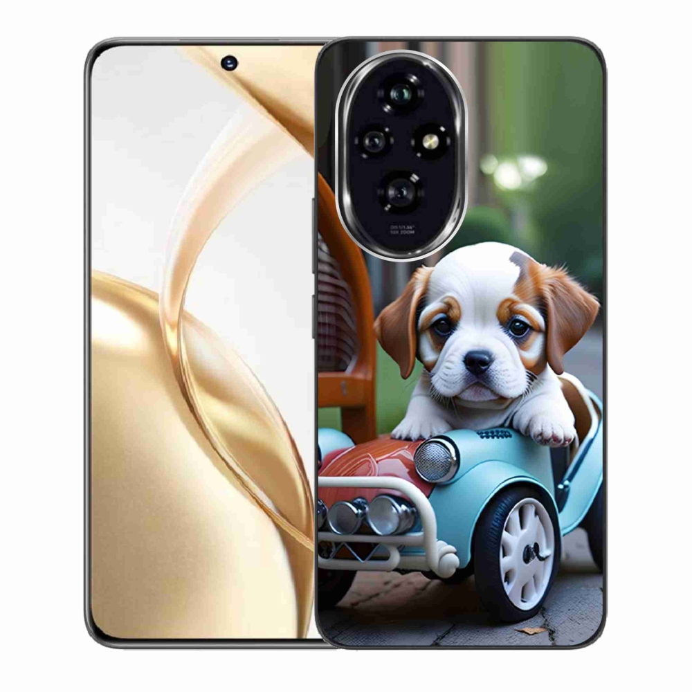 Gélový kryt mmCase na Honor 200 5G - šteňa v retro aute