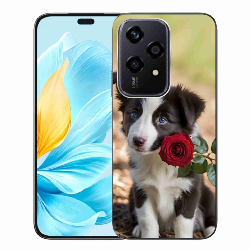 Gélový kryt mmCase na Honor 200 Lite 5G - roztomilá border kólia s ružou