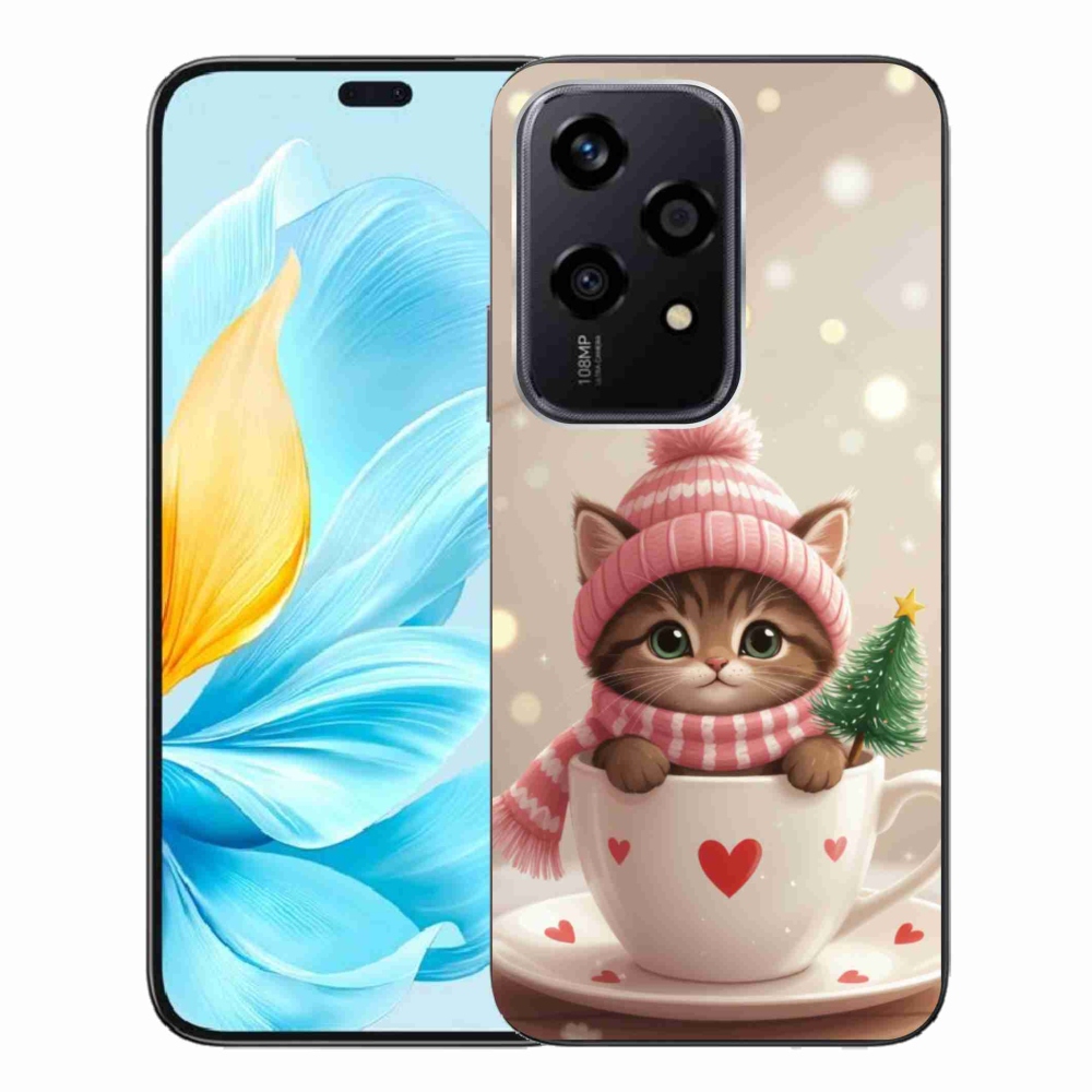 Gélový kryt mmCase na Honor 200 Lite 5G - vianočné mačiatko v hrnčeku
