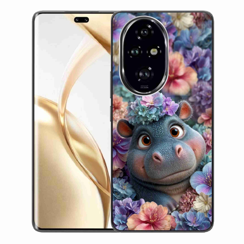 Gélový kryt mmCase na Honor 200 Pro 5G - hrošík v kvetoch