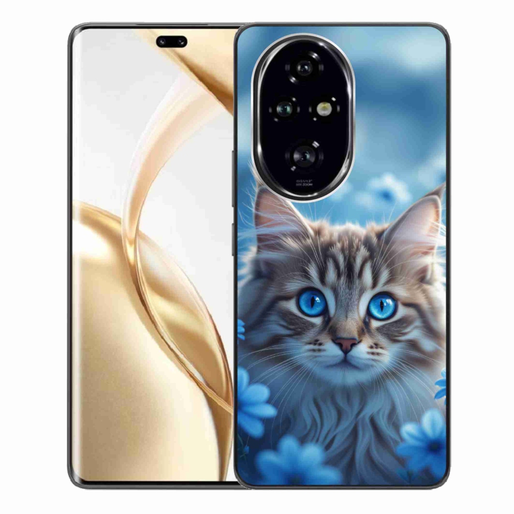 Gélový kryt mmCase na Honor 200 Pro 5G - mačiatko v modrých kvetoch
