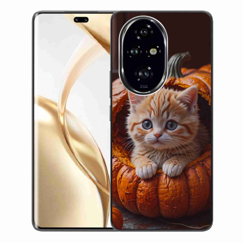 Gélový kryt mmCase na Honor 200 Pre 5G - mačiatko a tekvica 2