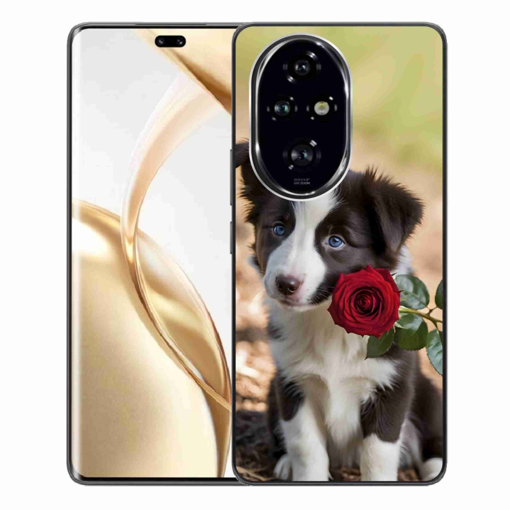 Gélový kryt mmCase na Honor 200 Pro 5G - roztomilá border kólia s ružou
