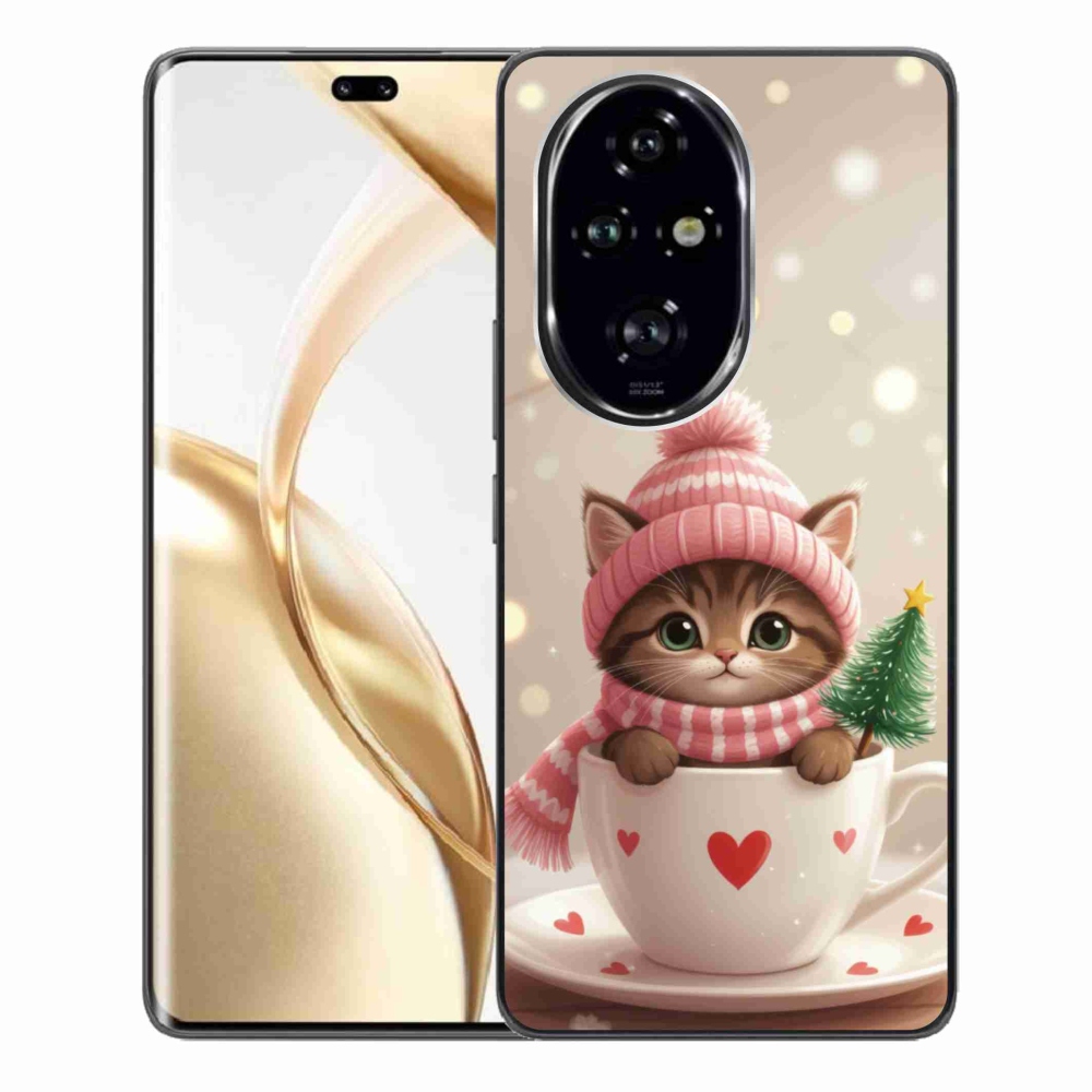 Gélový kryt mmCase na Honor 200 Pre 5G - vianočné mačiatko v hrnčeku