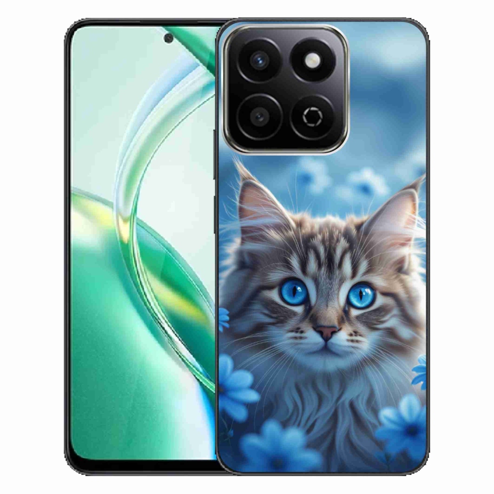 Gélový kryt mmCase na Honor 200 Smart 5G - mačiatko v modrých kvetoch