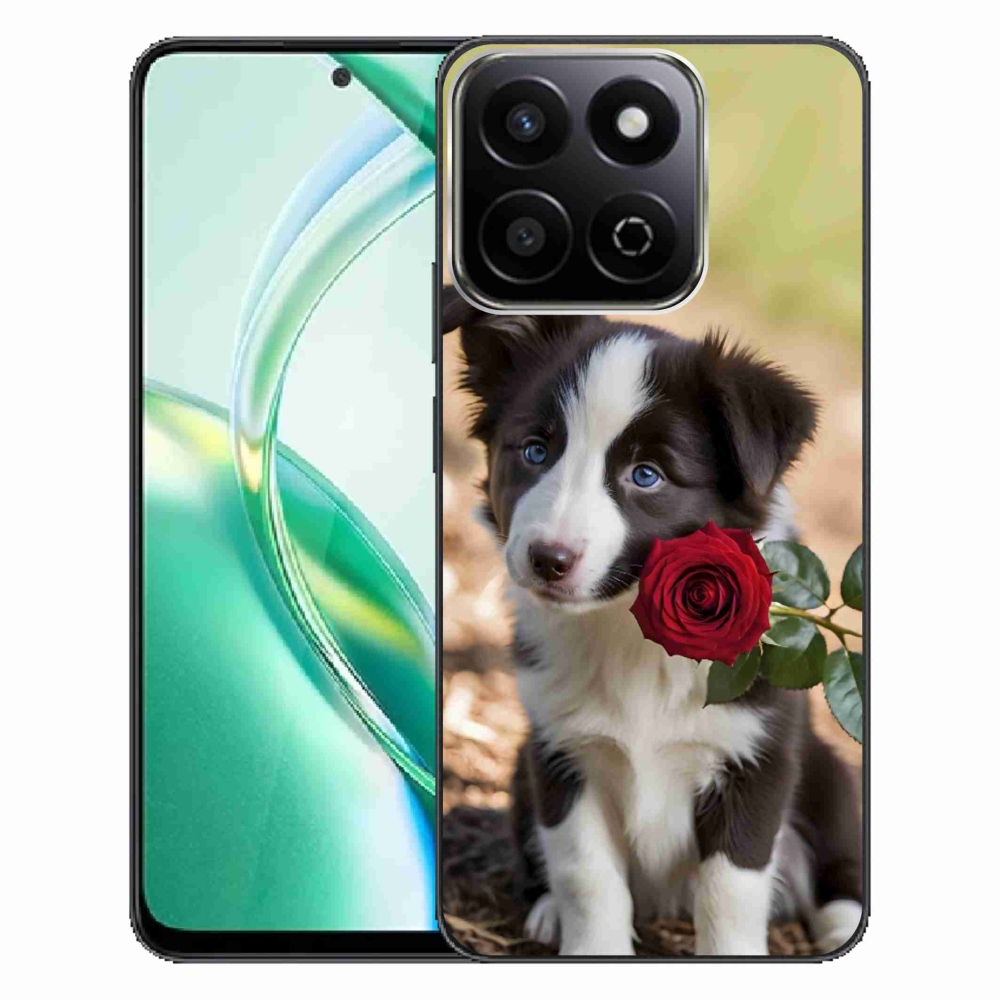 Gélový kryt mmCase na Honor 200 Smart 5G - roztomilá border kólia s ružou