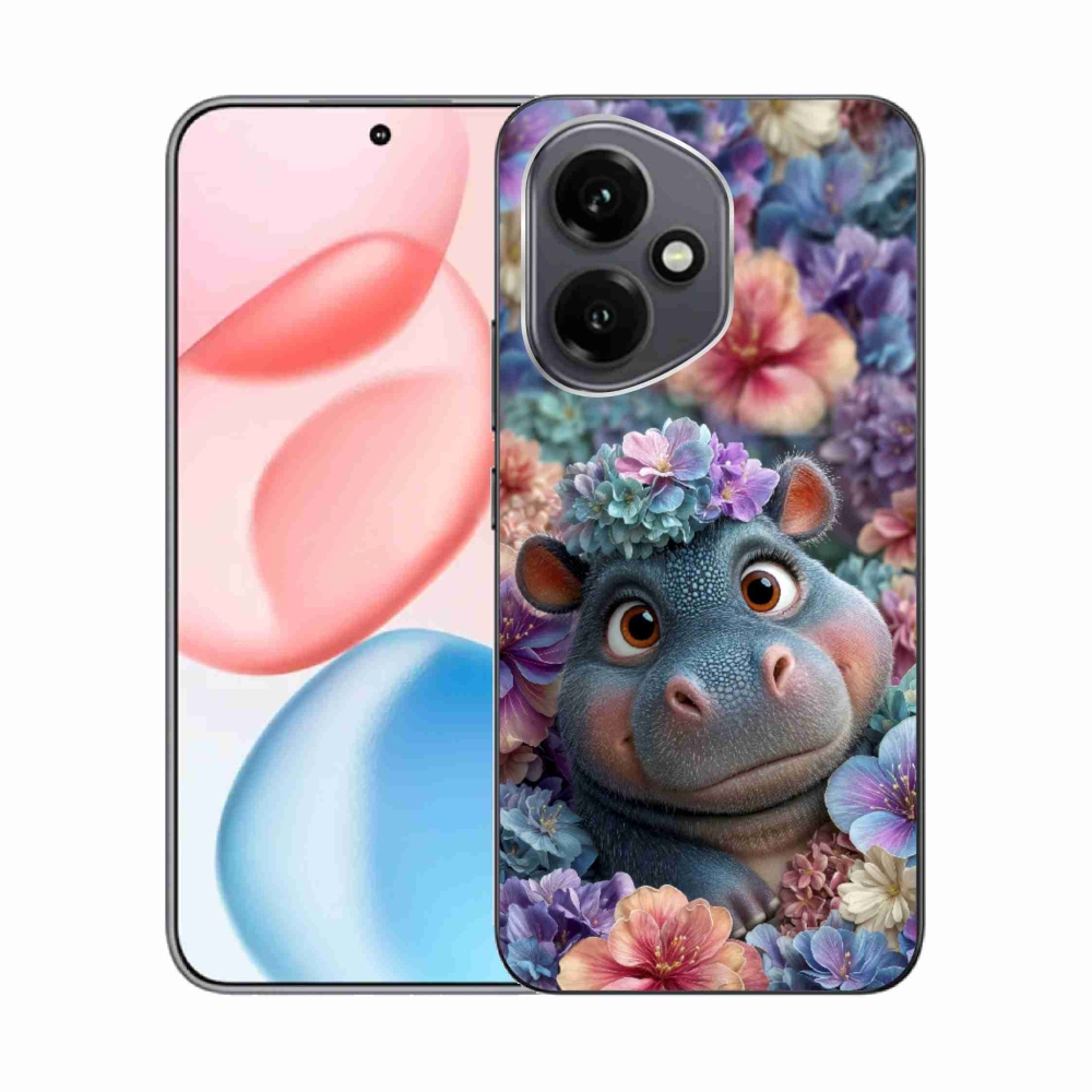 Gélový kryt mmCase na Honor 400 - hrošík v kvetoch