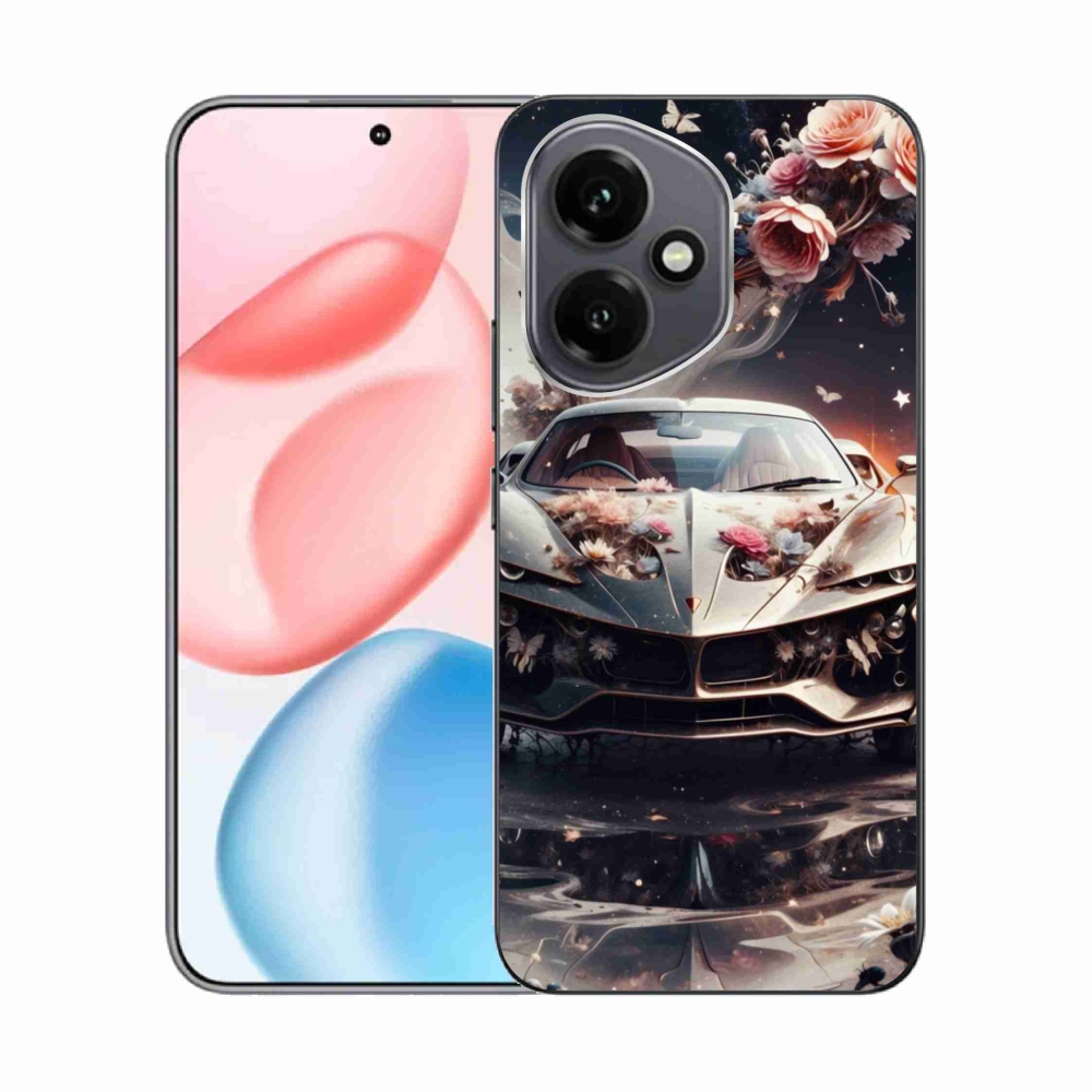 Gélový kryt mmCase na Honor 400 - kvetinový športový automobil