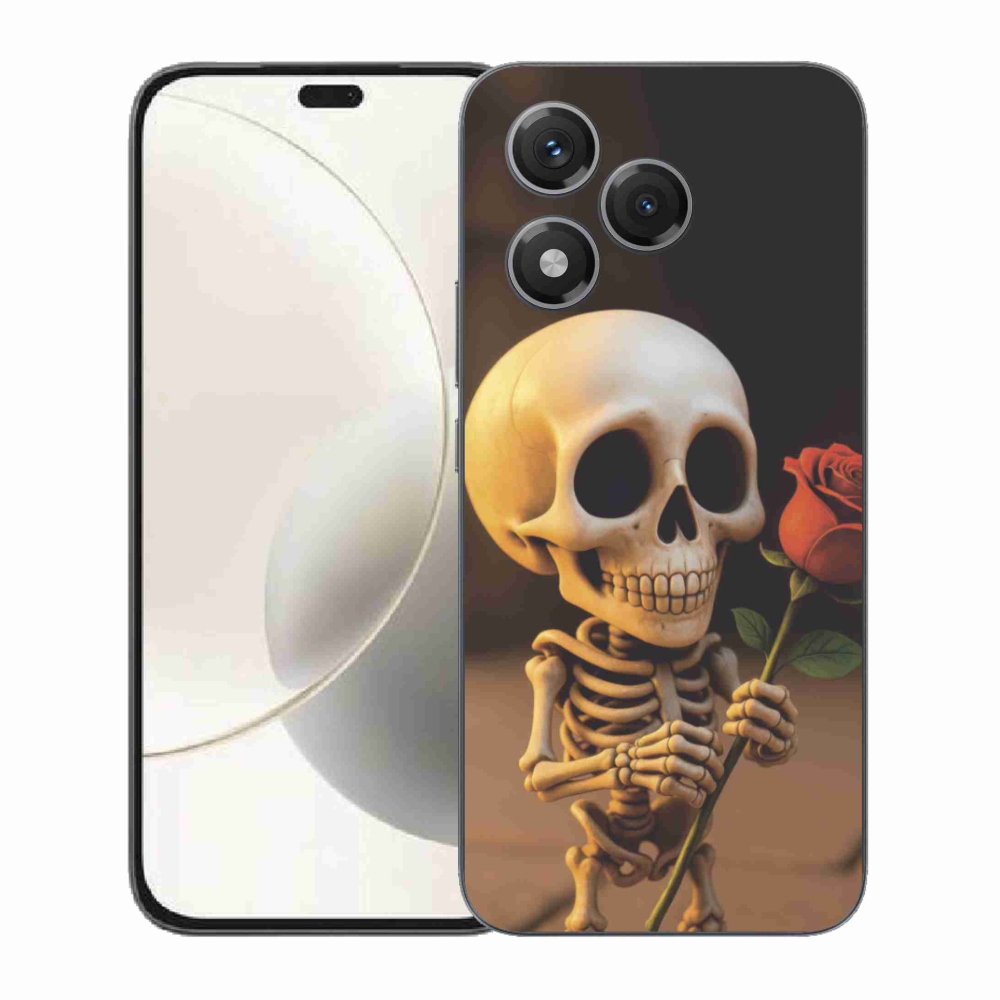 Gélový kryt mmCase na Honor 400 Lite - kostlivec s ružou