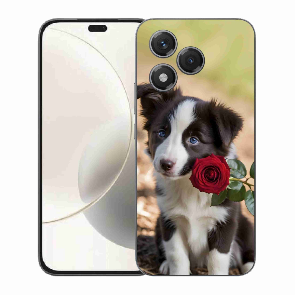 Gélový kryt mmCase na Honor 400 Lite - roztomilá border kólia s ružou