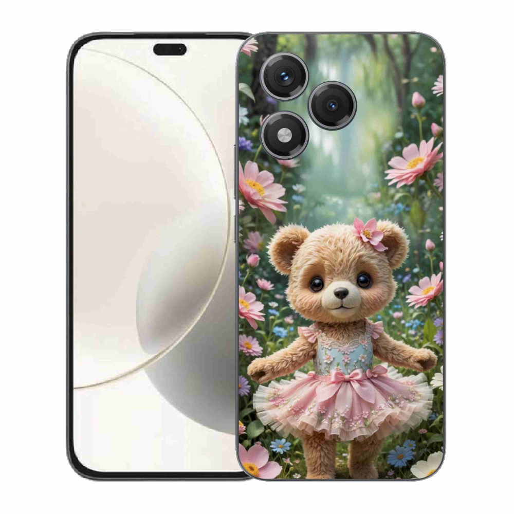 Gélový kryt mmCase na Honor 400 Lite - roztomilý medvedík v kvetoch