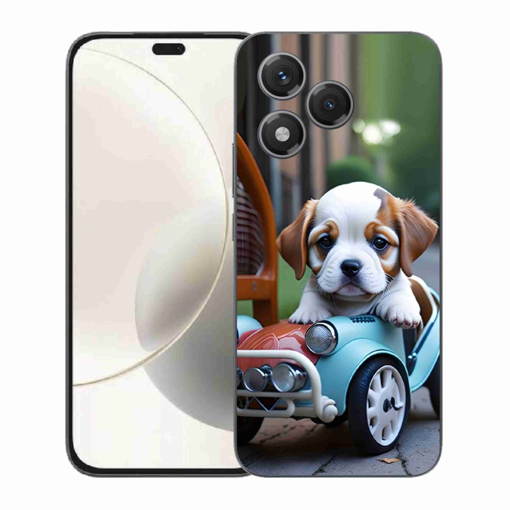 Gélový kryt mmCase na Honor 400 Lite - šteňa v retro aute