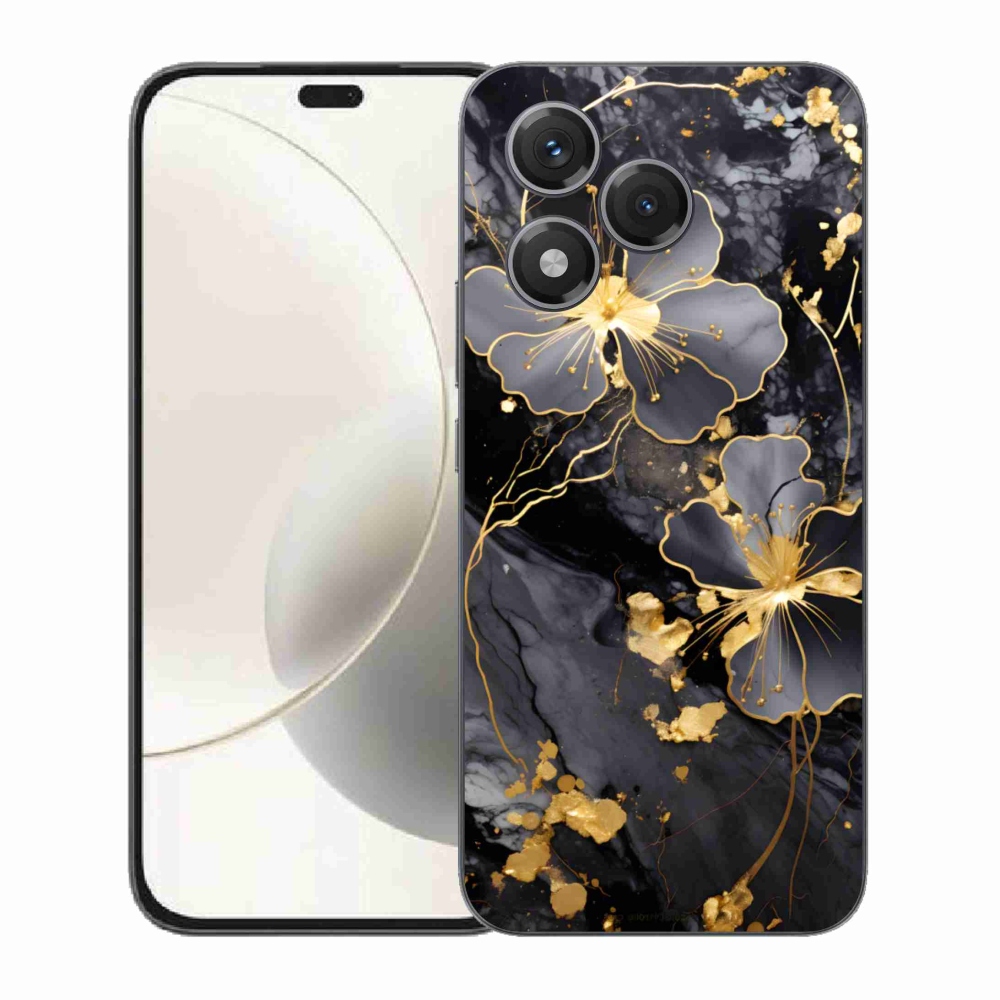 Gélový kryt mmCase na Honor 400 Lite - zlaté kvety