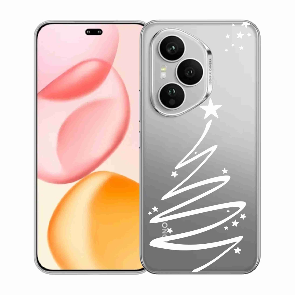 Gélový kryt mmCase na Honor 400 Pro - biely stromček na priehľadnom pozadí