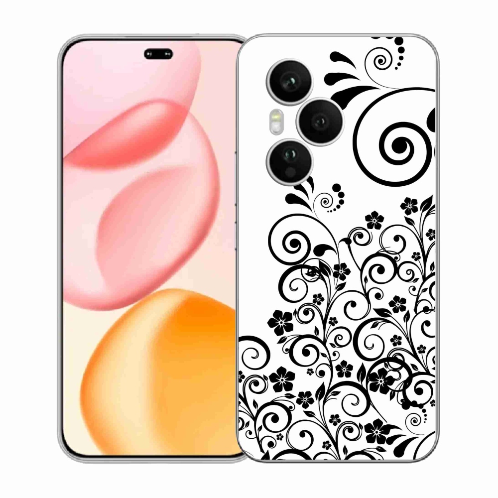 Gélový kryt mmCase na Honor 400 Pro - čiernobiele kvetinové vzory