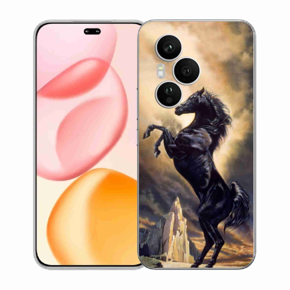 Gélový kryt mmCase na Honor 400 Pro - čierny kreslený kôň