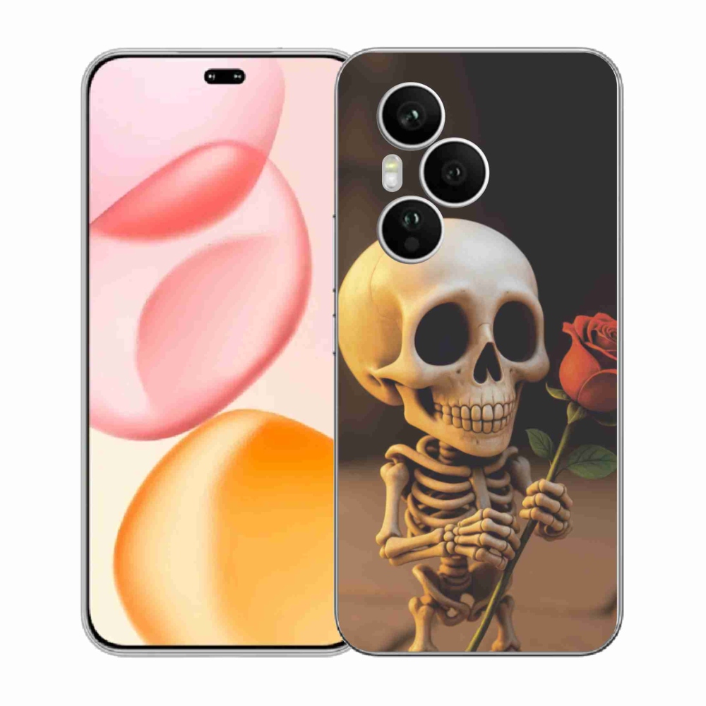 Gélový kryt mmCase na Honor 400 Pro - kostlivec s ružou