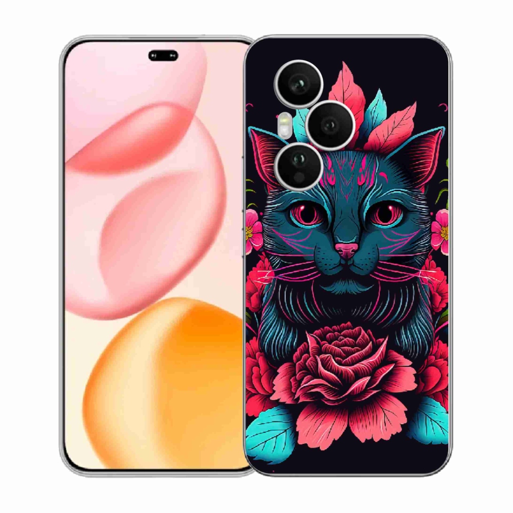 Gélový kryt mmCase na Honor 400 Pro - kvety a mačka