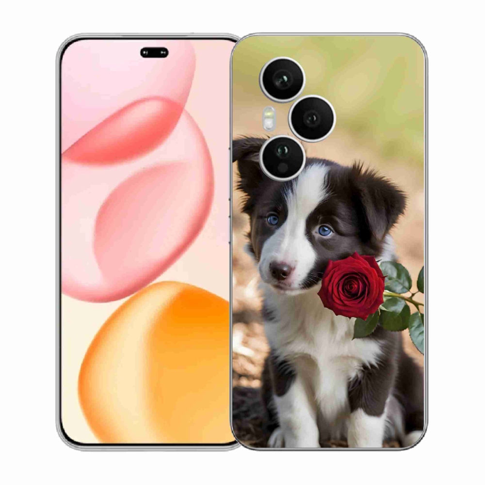 Gélový kryt mmCase na Honor 400 Pro - roztomilá border kólia s ružou