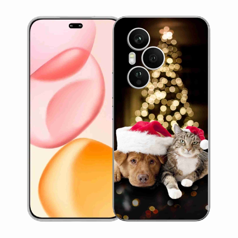 Gélový kryt mmCase na Honor 400 Pro - vianočný pes a mačka