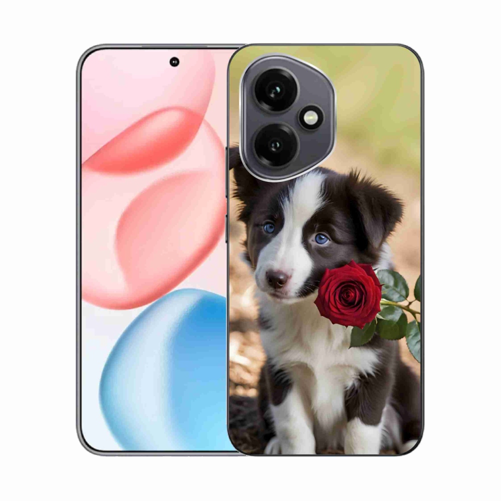 Gélový kryt mmCase na Honor 400 - roztomilá border kólia s ružou