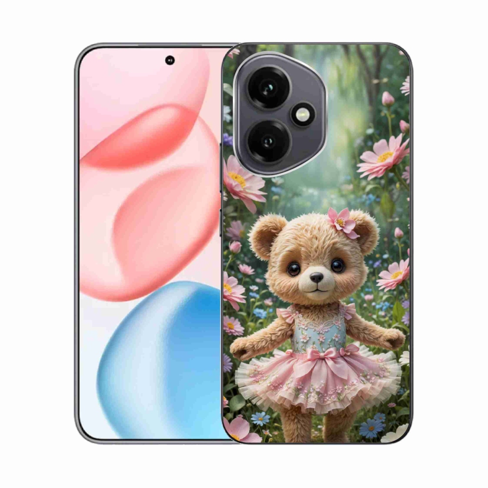 Gélový kryt mmCase na Honor 400 - roztomilý medvedík v kvetoch