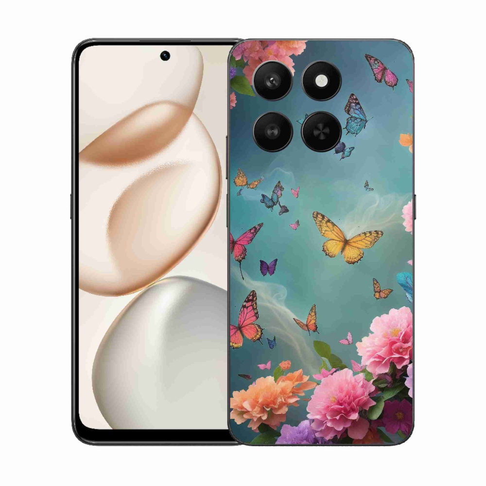 Gélový kryt mmCase na Honor 400 Smart 5G/4G/Honor X7d - farebné kvety a motýle