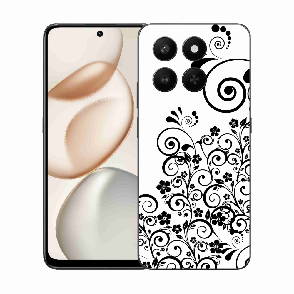 Gélový kryt mmCase na Honor 400 Smart 5G/4G/Honor X7d - čiernobiele kvetinové vzory