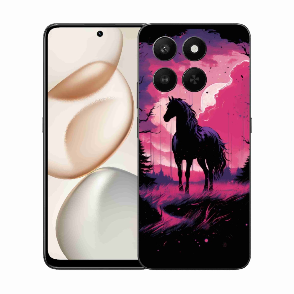 Gélový kryt mmCase na Honor 400 Smart 5G/4G/Honor X7d - čierny kreslený kôň 1
