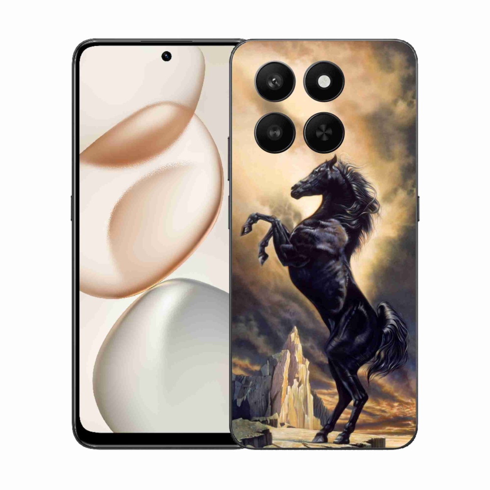 Gélový kryt mmCase na Honor 400 Smart 5G/4G/Honor X7d - čierny kreslený kôň